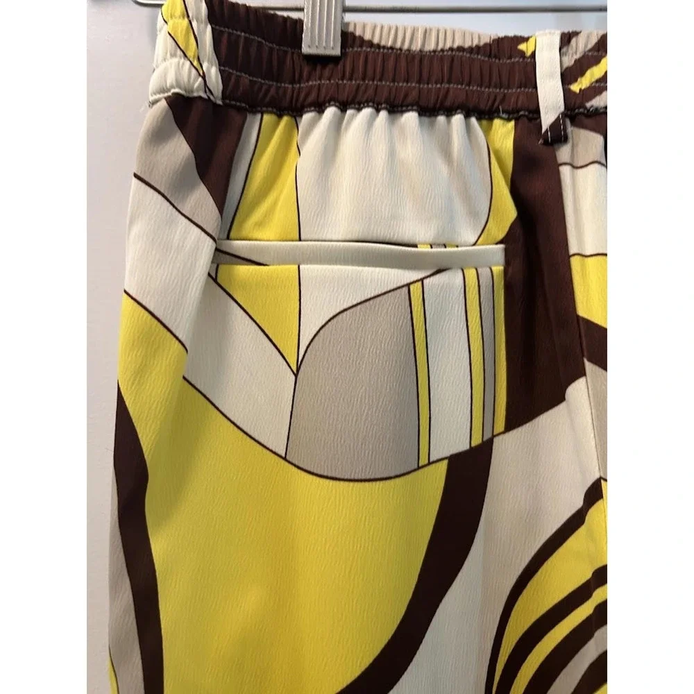 House of harlow Geometric Wide Leg Trousers Yellow Brown High‎ Rise  Pants